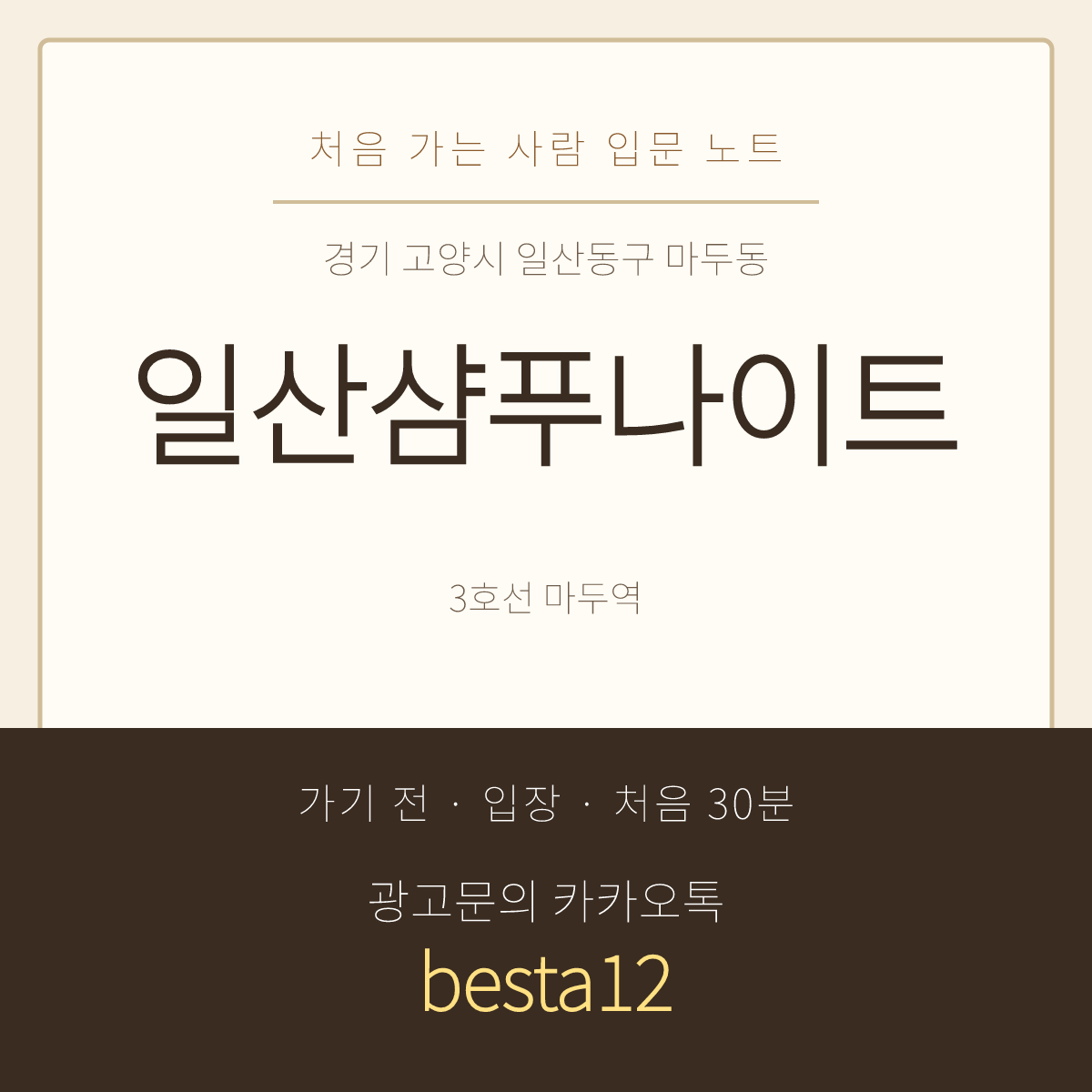 일산샴푸나이트 입문 노트 · 경기 고양시 일산동구 마두동 · 합석 안내